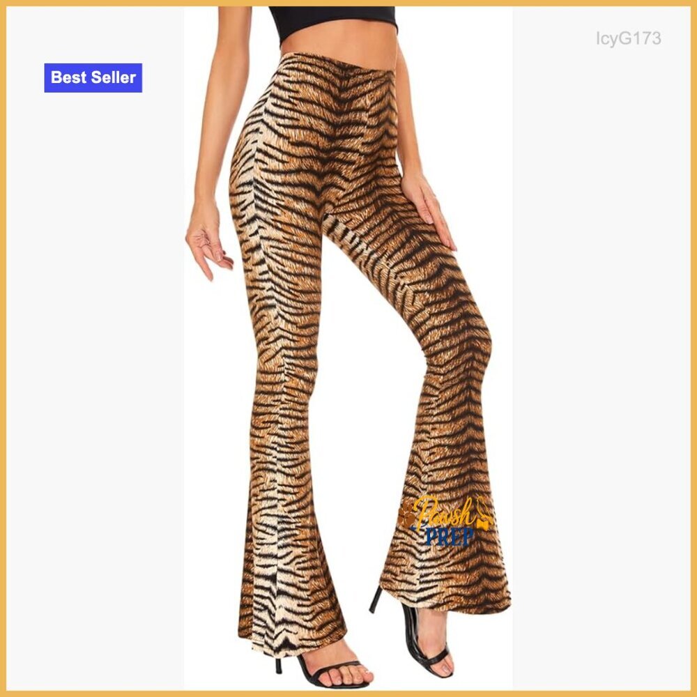 High Rise Flared Wide Leg Palazzo Pants Stretchy Polyester Spandex
